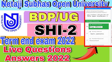NSOU shi-2 final exam questions answers 2022 || shi-2 live exam questions answers 2022 || SHI-2 MCQ