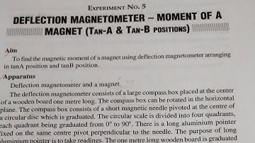 Deflection Magnetometer -Moment Of a magnet (Tan-B position)