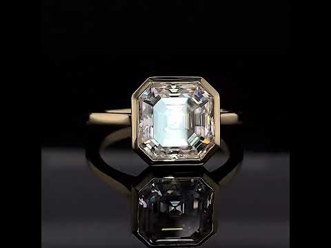 Asscher cut Moissanite Petite Bezel Solitaire ring video