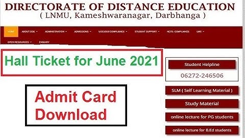 DDE LNMU June 2021 Admit Card Download | DDE LNMU Part 1 Admit Card | Hall ticket for june 2021