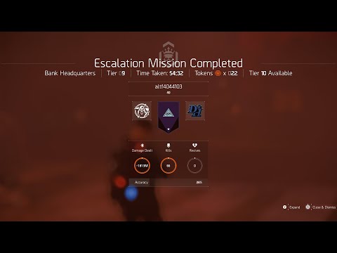 The Division 2, Perfect Glass Canon Ember Engine, Bank Headquarters Solo Escalation Tier 9.