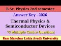 Answer key-2026|| Thermal Physics &amp; Semiconductor Devices|| BSc Physics 2nd sem|| #answerkey #rmlau