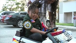 Palm Beach County deputy surprises 5-year-old girl battling cancer with patrol car, badge