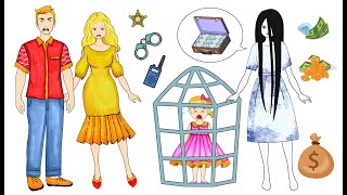 [DIY] Paper Dolls Police vs Witch Costumes! Beautiful Dresses! Barbie Dolls Handmade Papercrafts