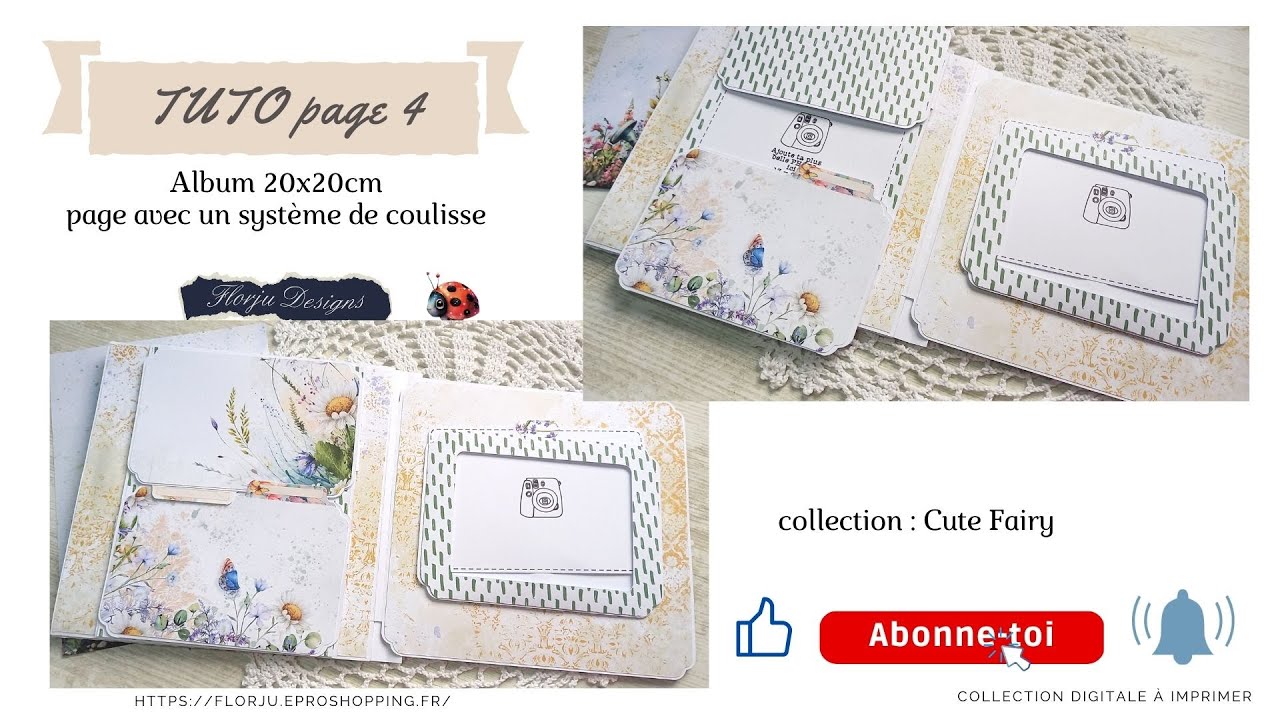 TUTO Album 20x20 Cute Fairy page  4, coulissante.   débutant,  