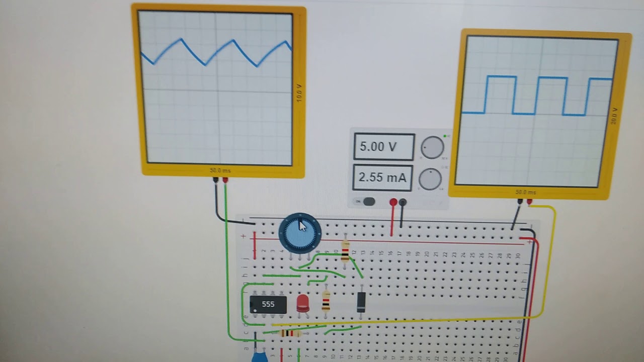 Pwm con 555 simulado en tinkercad con frecuencia fija - YouTube