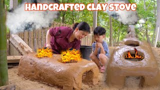 Make a beautiful wood stove from clay - Pendor clay mud stove (village life) - DIY