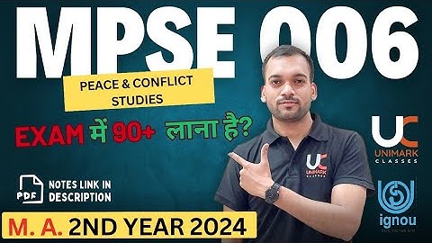 IGNOU MPSE 006 Peace & Conflict Studies | IMPORTANT QUESTION EXAM PREPARATION 2024 | UNIMARK CLASSES