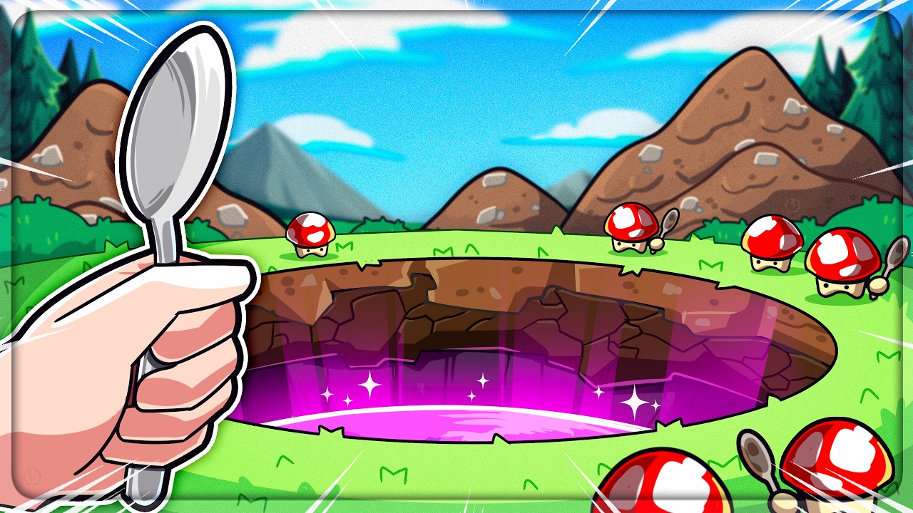 Dig to the Center of the Earth! - gameplay menggali bijih dengan sendok