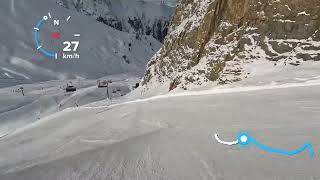 ⛷️🤩Along the cliffs - Steepest run in Silvretta Arena Ischgl/Samnaun - 14A (black) - 70% gradient