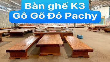 Bộ bàn ghế băng K3 nguyên khối gỗ Gõ Đỏ Pachy, vân chun Víp - gỗ Việt bắc