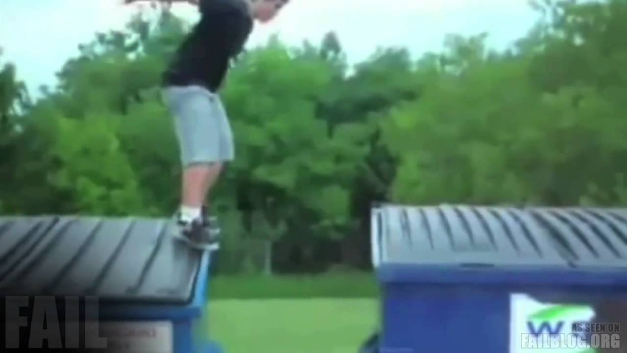 Dumpster, Parkour, FAIL, dump, ster, garbage, can, trash, LOL, epic, fail, ...