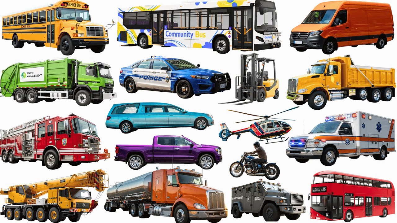 Названия транспортных средств 🚙 | Легко выучите 25 типов транспортных средств для детей | Обучающ...