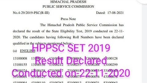 HPSET 2019 Result declared||By HPPSC||Conducted on 22-11-2020