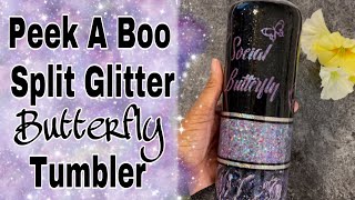 How To Make a Split Peek A Boo Glitter Tumbler | Full Tutorial Epoxy Tumbler