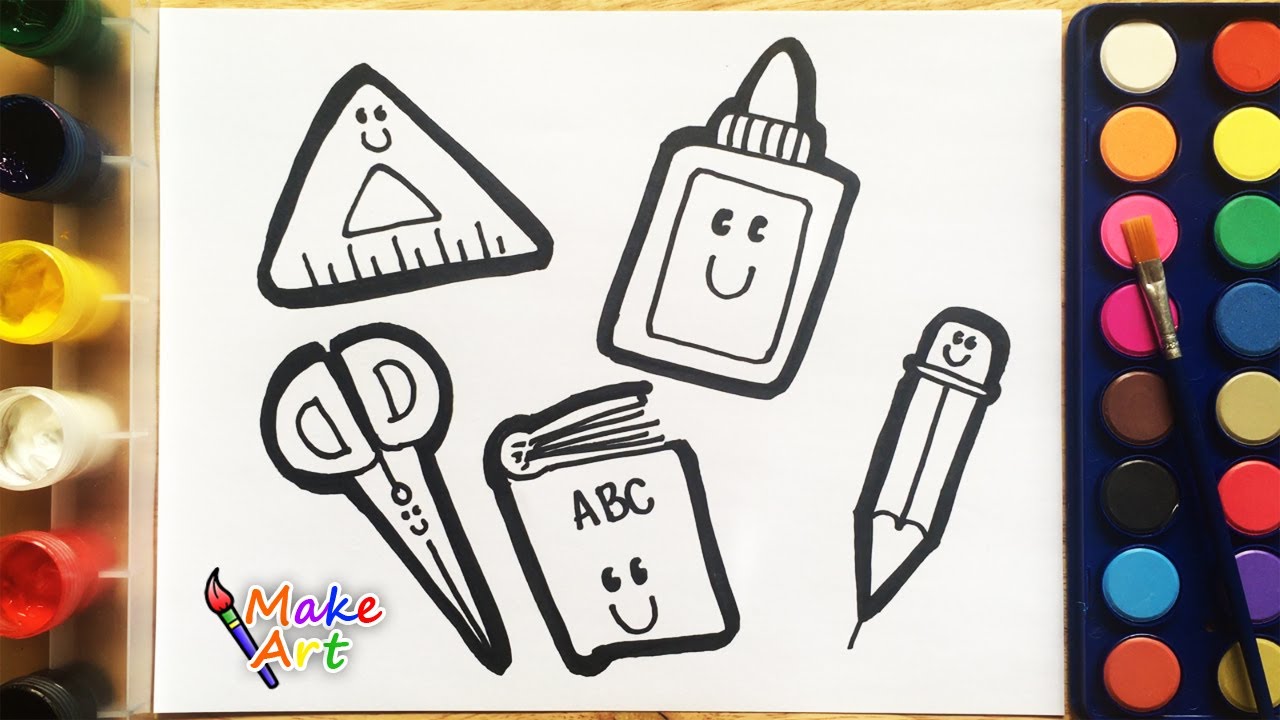 How to Draw Colorful Art Supplies for Kids 🌈💚💖💙💜 Colorful Art Supplies  Drawing and Coloring 