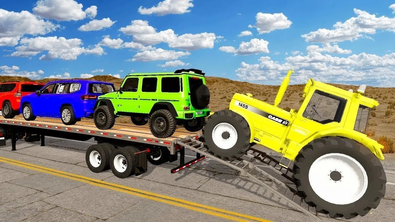 Flatbed Truck Mcqueen | Transportation with Truck - Pothole vs Car #8 - BeamNG.Drive