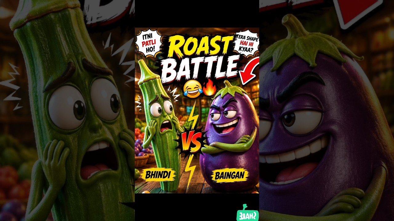 😂 Bhindi vs Baingan Roast Battle 🔥 Full Savage Fight!#viralvideo #funny #top #shorts a