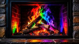 (No Ads) Modern RAINBOW Fireplace Ambience 4K for TV | Relax, Sleep, Study & Meditation Ambience