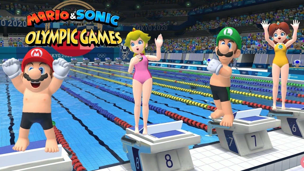 Swimming 100m Gameplay Mario & Sonic At The Olympic Games Tokyo 2020 Mario Bowser +++ Eggman