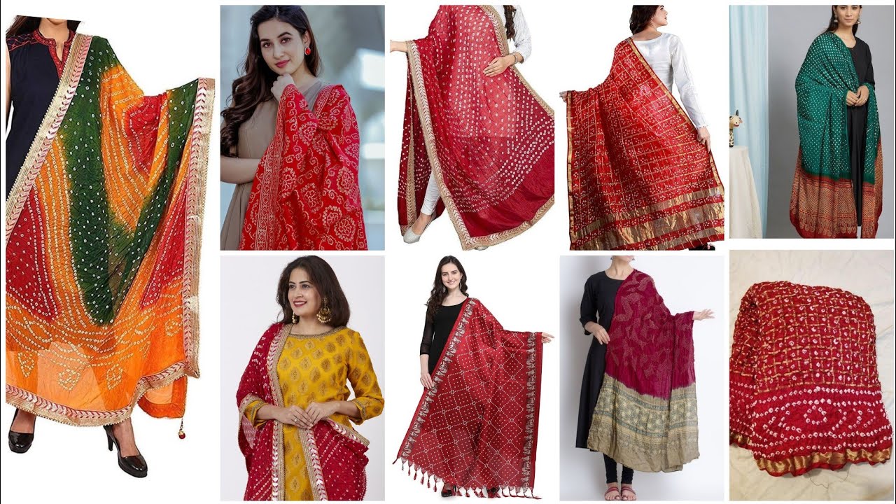 Silk Bandhej Rajasthani work Dupatta /Traditional Beautiful Indian