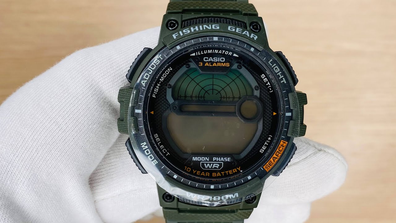 Xship.vn: Casio Fishing Gear Men Quartz Olive Green Band 48mm 