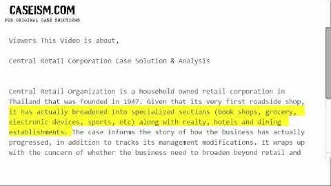 Central Retail Corporation Case Solution & Analysis-  Caseism.com