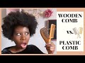 WOODEN COMB vs. PLASTIC COMB | DETANGLING TEST WITH THICK NATURAL 4C HAIR !!!
