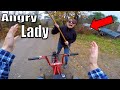 Angry lady vs mini bike