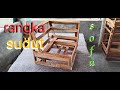 cara membuat rangka sofa sudut, dari kayu limbah/sebretan