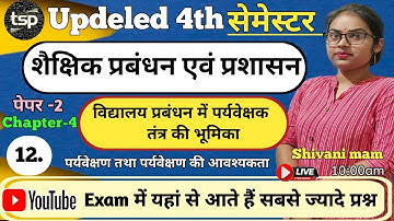 शैक्षिक प्रबंधन एवं प्रशासन/Deled 4th Sem/विद्यालय प्रबंधन में पर्यवेक्षक तंत्र की भूमिका Ch-4 Cl-12