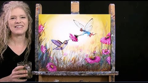 Learn How to Paint HUMMINGBIRD AND FAIRY with Acrylic - Paint & Sip at Home - Step by Step Tutorial