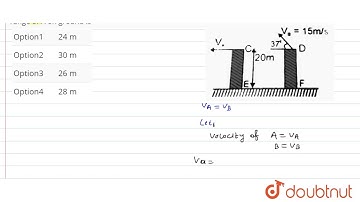 CE and DF are two walls of equal height (20 meter) from which two particles A and B or same mass...