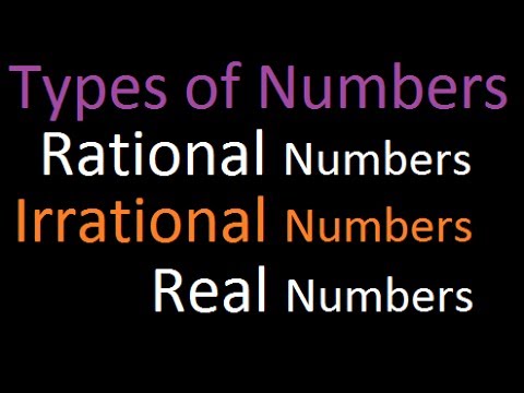 Types Of Numbers 2: Rational Numbers, Irrational Numbers, Real Numbers