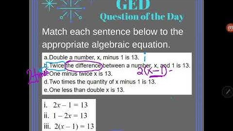 GED QOD: Writing Equations 2