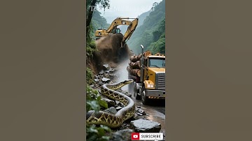 Excavator in Action Meets Giant Python – Shocking Scene!