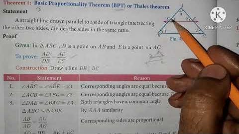 10th maths/Theorem 1: Basic proportionality Theorem(BPT) or Thales theorem/Chapter-4 Geometry