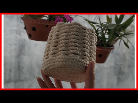 Qq. Handmade - Hướng dẫn làm lọ hoa từ dây thừng cotton | How to make flower vase from macrame wire