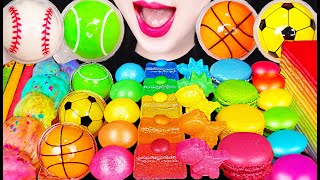 Asmr Rainbow Dessert, Jelly Kohakuto, Basketball Gummy 젤리 코하쿠토 농구공 먹방 Mukbang, Eating