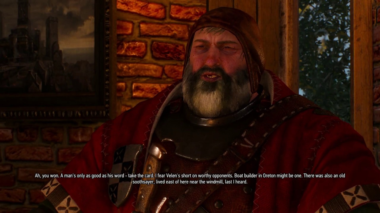 the witcher 3 playing a gwent game against the bloody