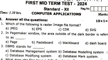 12th computer application first midterm exam original question paper 2024