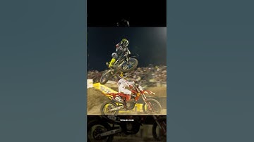 A close-up of the moment Haiden Deegan landed on Ryder DiFrancesco in the first moto in Las Vegas.