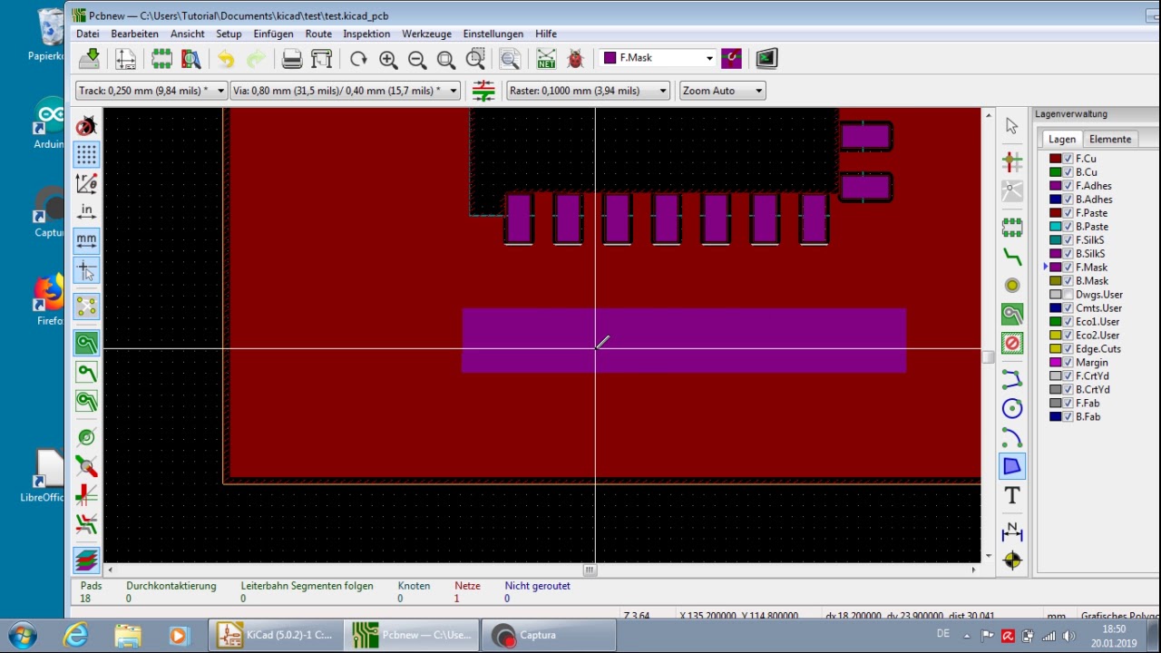 KiCad Projekt: Kann ich die Platine von Hand routen? Teil 2: PCB nullte Version