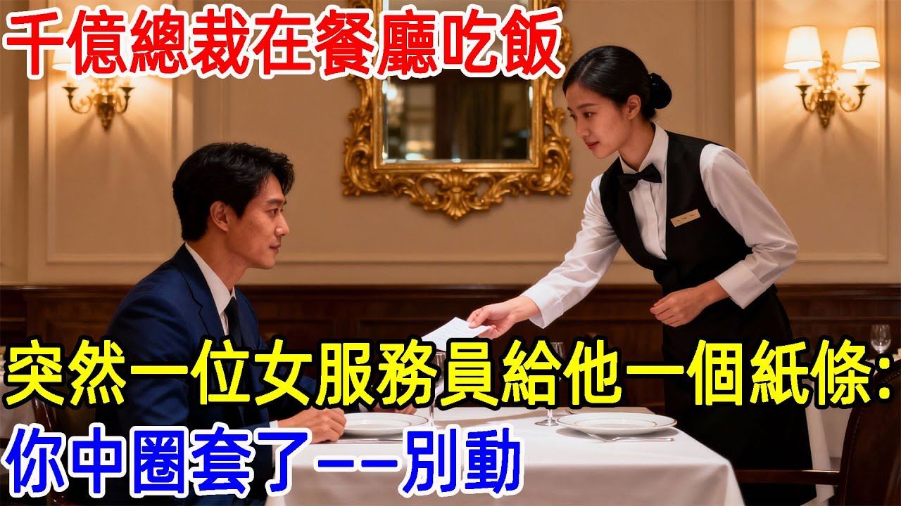 千億總裁在餐廳吃飯，突然一位女服務員給他一個紙條：你中圈套了——別動#故事頻道 #故事分享 #情感#臺灣#情感故事#幸福人生