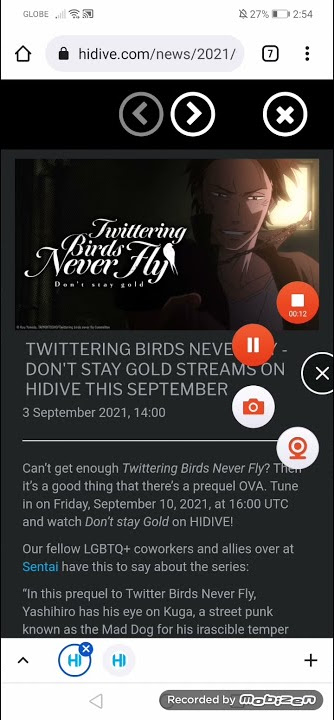 TWITTERING BIRDS NEVER FLY - DON'T STAY GOLD STREAMS ON HIDIVE THIS SEPTEMBER