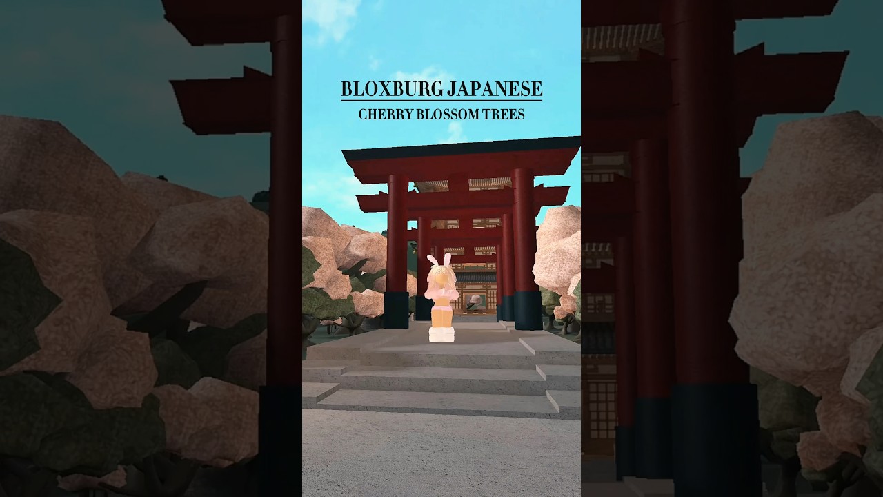 New cherry blossom trees in my Bloxburg Japanese town build 🌸 bloxburg