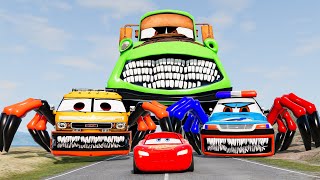 Compilation: Crazy Escape From The Mutant Disney Cars Eater VS Lightning McQueen Beamng Drive #20