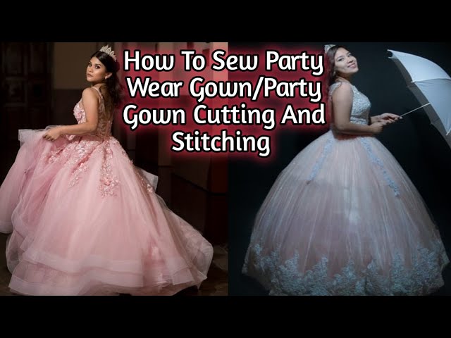 gown gutting and stitching/long gown cutting/gown frock sewing/long dress  cutting/box plated gown - YouTube