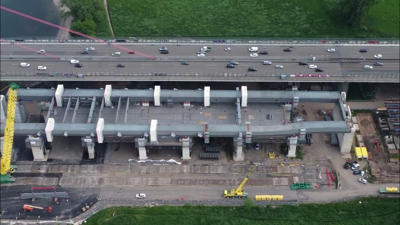 Kölner Rheinufer (Nord) mit Großbaustelle an der Leverkusener Brücke ...