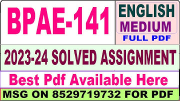 bpae 141 solved assignment 2023-24 || bpae 141 solved assignment 2024 in English || bpae 141 english